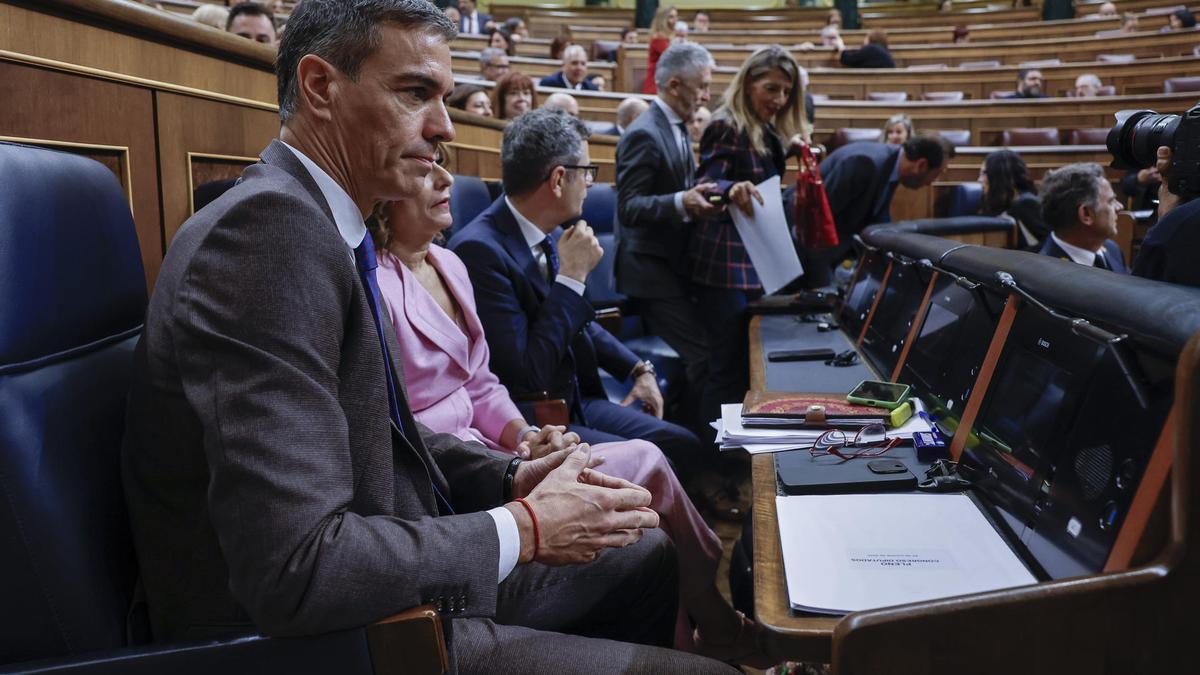 Pedro Sánchez en la sesión de control al Gobierno