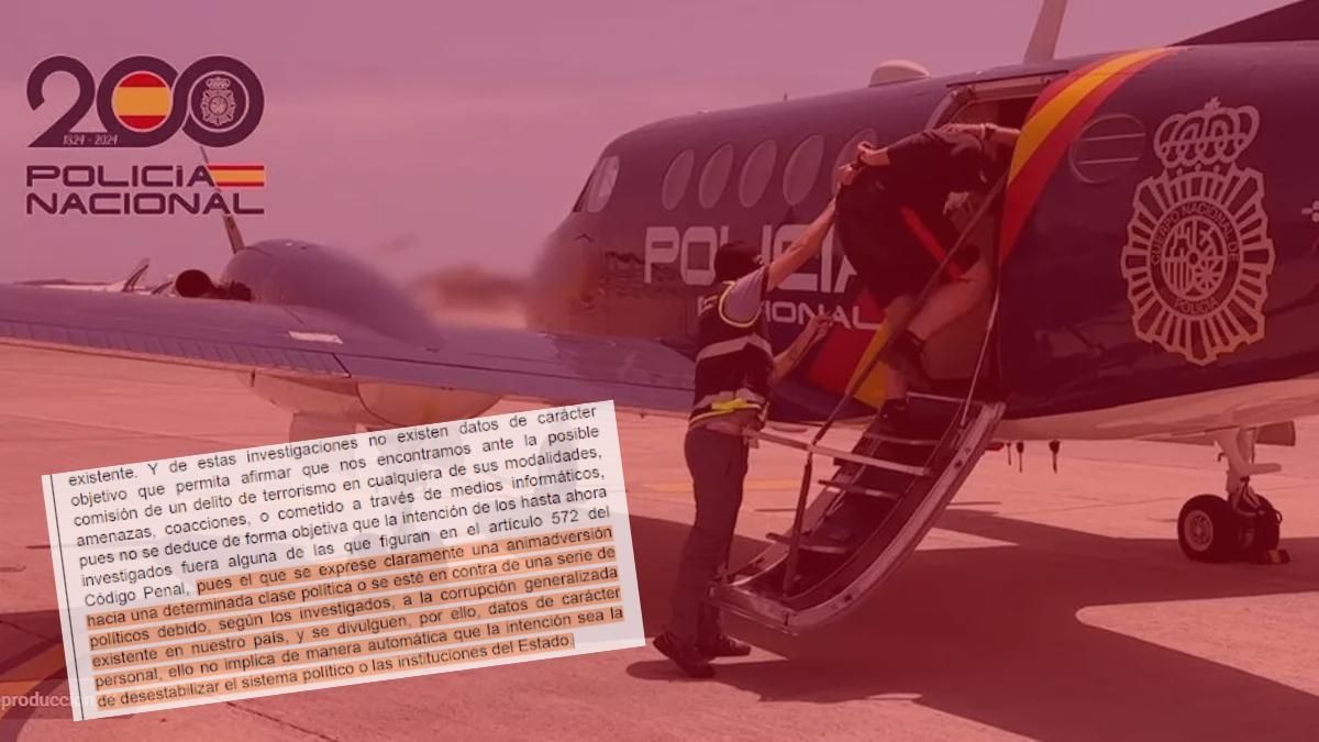 Fotomontaje con la imagen de las detenciones y un fragmento del auto de la Audiencia Nacional.