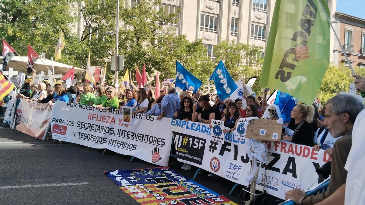 Una manifestación de interinos que protestan contra la temporalidad en Madrid.