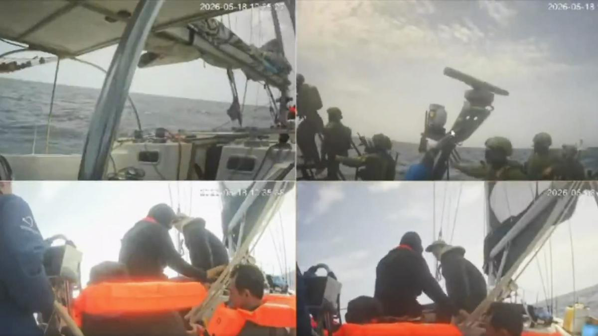 Captura de un video de retransmisión en directo de los propios barcos de la Flotilla Global Sumud