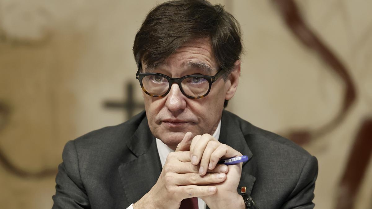 El presidente de la Generalitat, Salvador Illa, durante la reunión semanal del Govern.