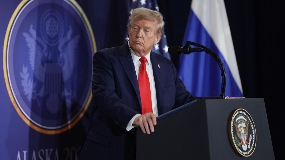 El presidente norteamericano Donald Trump, en una comparecencia durante la Cumbre de Alaska.