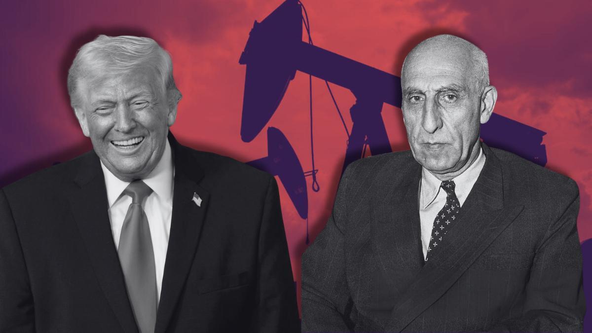 El presidente de los EEUU, Donald Trump, junto con el exprimer ministro iraní Mohammad Mosaddeq.