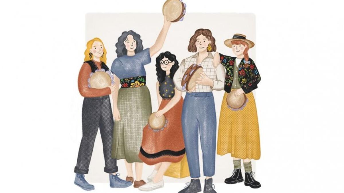 Ilustración de Xiralúa para el libro 'Canta, miña compañeira. O legado das cantareiras', de María Lado.