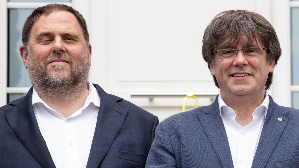 El exvicepresidente y líder de ERC, Oriol Junqueras, y el expresidente de la Generalitat y líder de Junts, Carles Puigdemont