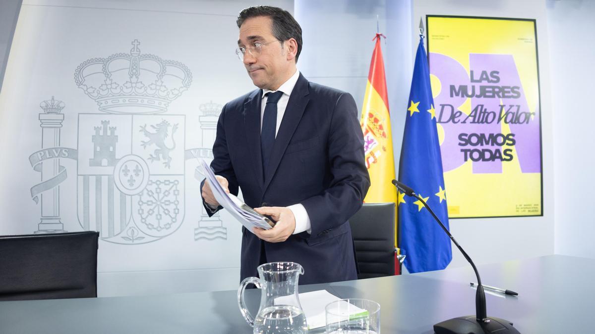 El ministro de Asuntos Exteriores, Unión Europea y Cooperación, José Manuel Albares, durante una rueda de prensa tras el Consejo de Ministros.