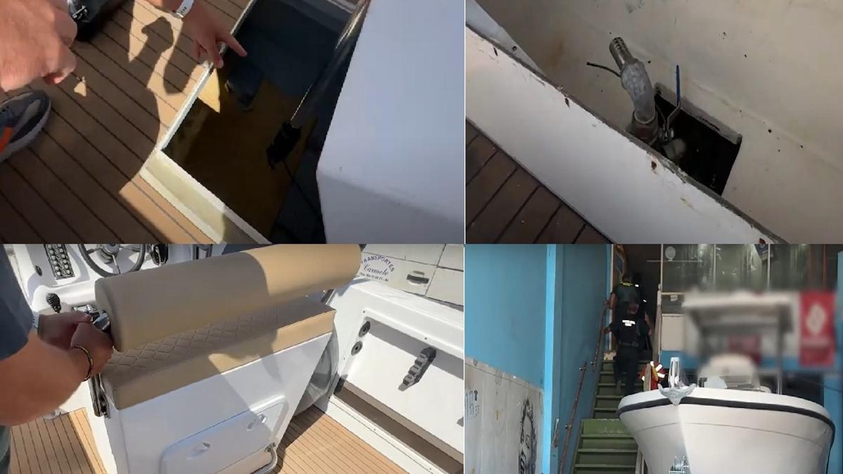 Los sistema para abastecer de gasolina desde la embarcación y la lancha intervenida.