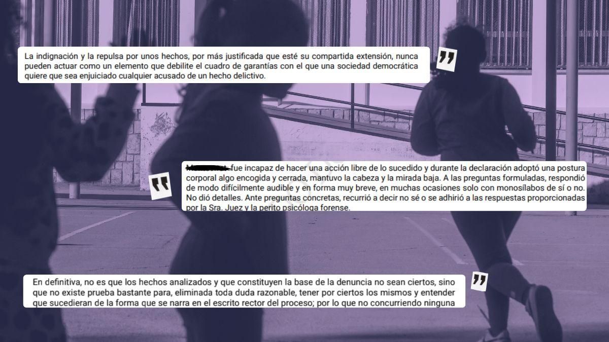 Fragmentos de sentencias sobre una imagen de un grupo de niñas jugando.