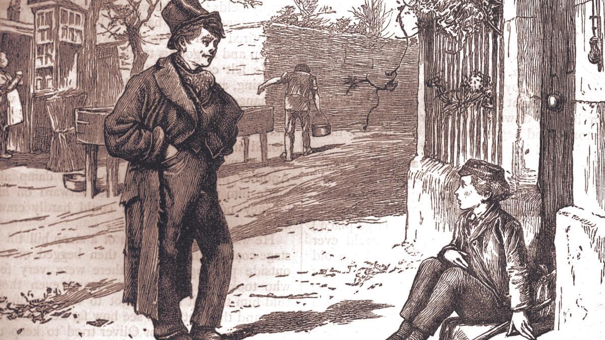 Estampa de la primera edición de 'Las aventuras de Oliver Twist', de Charles Dickens. James Mahoney, 1838.