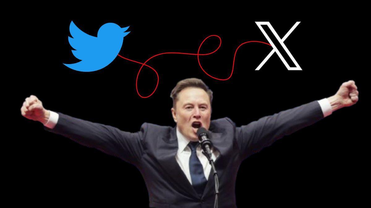 Elon Musk, en una imagen de archivo durante un mitin con Donald Trump, junto a los logos de Twitter y X.