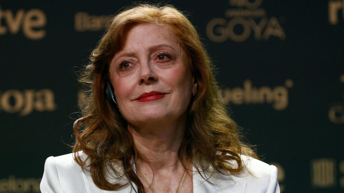 La ctriz Susan Sarandon atiende a la prensa en la vispera de recibir el Goya Internacional