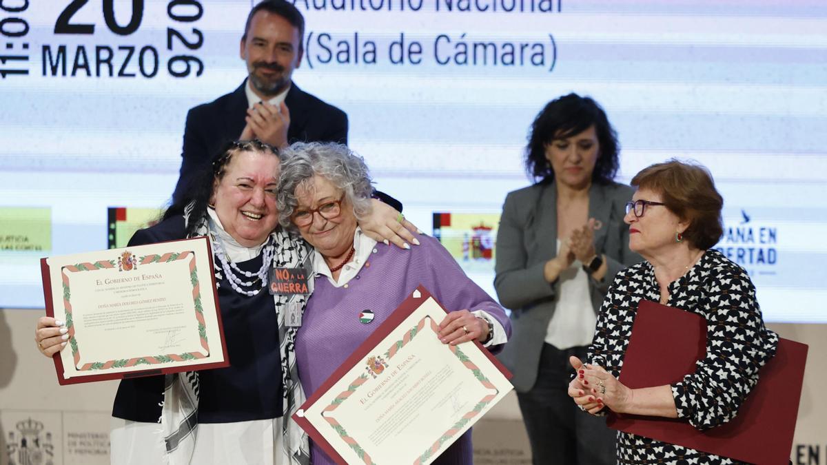 Dolores Gómez Benito, una de las 53 mujeres víctimas del Patronato de Protección de la Mujer, en un acto celebrado en el Auditorio Nacional, Madrid.
