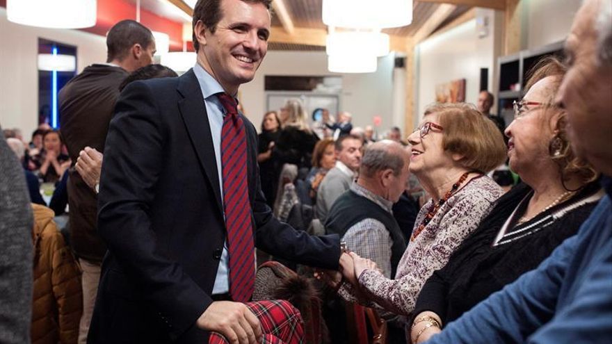 Pablo Casado, durante el almuerzo con simpatizantes del PP en Ourense.