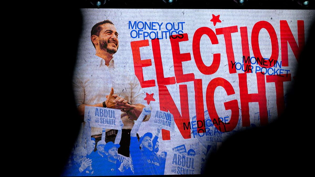 Una pancarta de la campaña de Abdul El-Sayed.