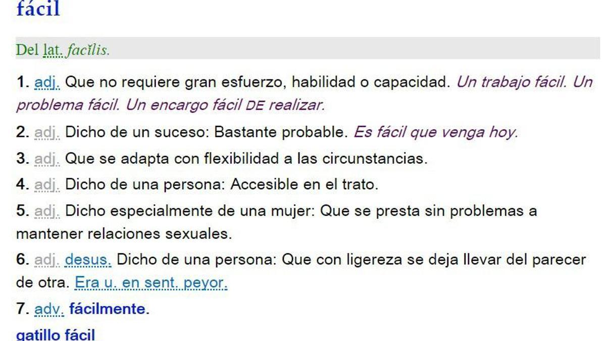 Captura de pantalla de la definición de la RAE.