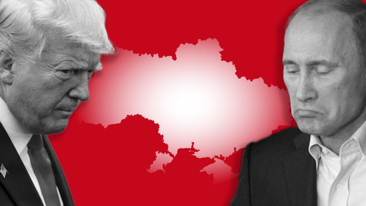 Donald Trump y Vladimir Putin ante un mapa de Ucrania