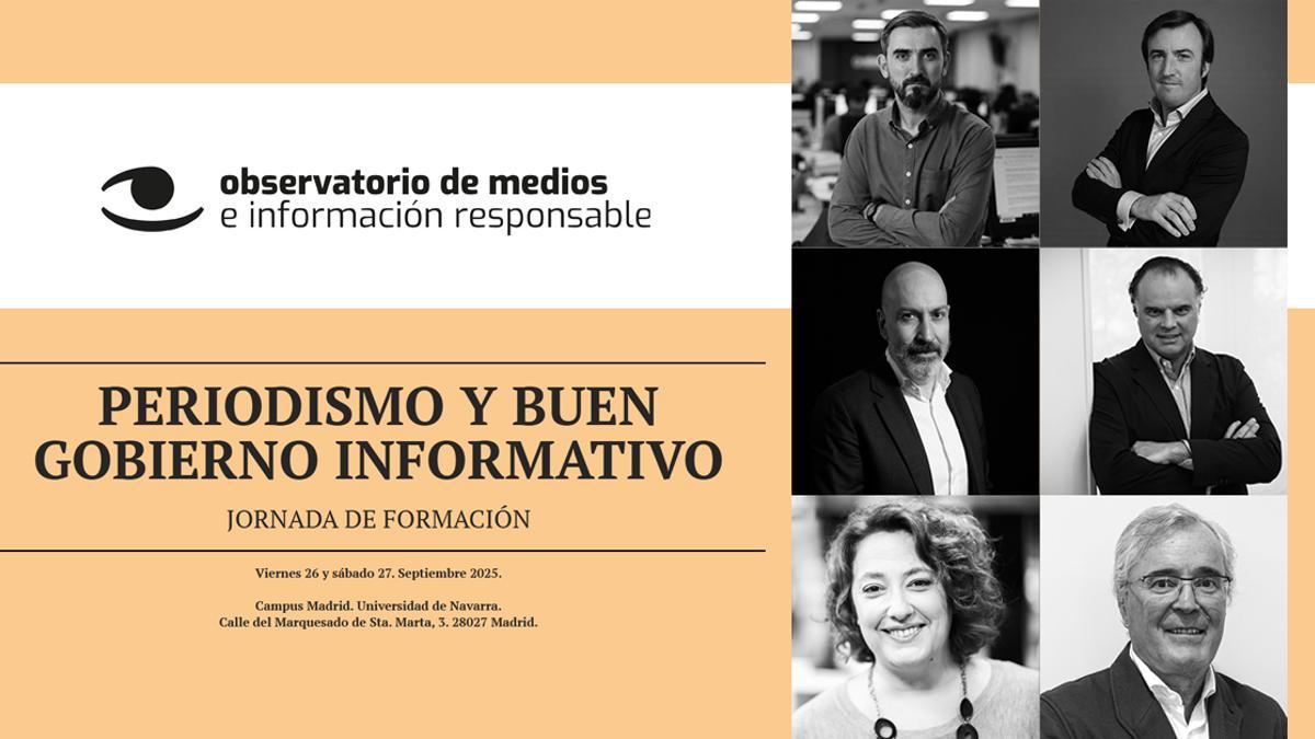 Cartel de la jornada 'Periodismo y buen gobierno informativo' organizado por el Observatorio de medios.