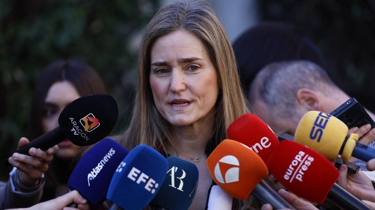 La vicepresidenta tercera del Gobierno y ministra de Transición Ecológica, Sara Aagesen se dirige a los medios de comunicación.