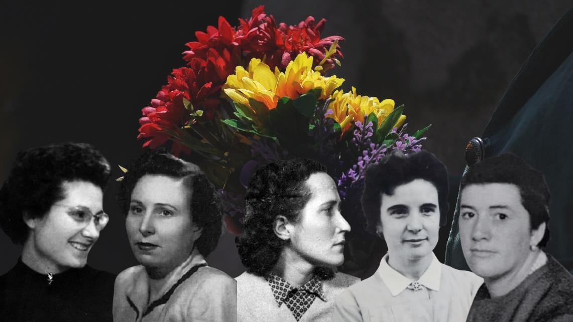 Tomasa Cuevas, Concha Pérez, Mercedes Núñez, Esperanza Martínez y Ana Sirgo.