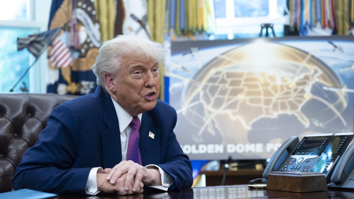 El presidente estodounidense Donald Trump habla de la cúpula dorada que quiere construir.