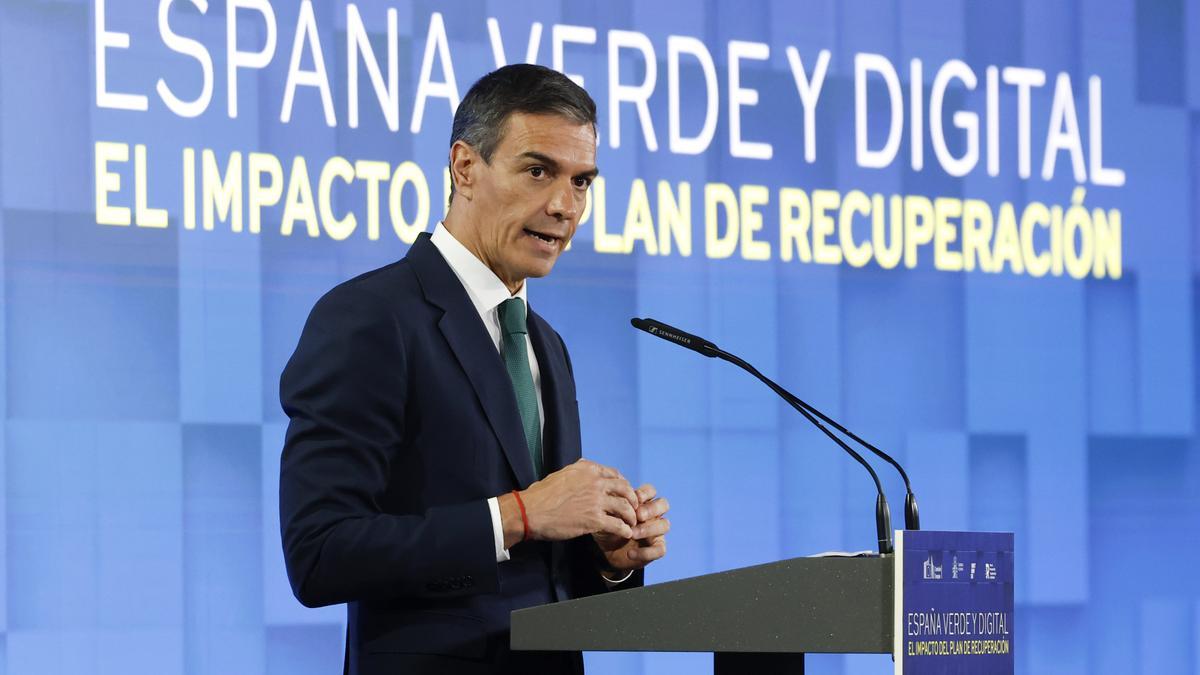 Pedro Sánchez clausura el acto "España verde y digital. El impacto del Plan de Recuperación".