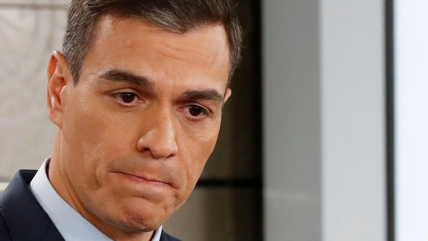 El presidente del Gobierno, Pedro Sánchez, durante su comparecencia en la Moncloa.