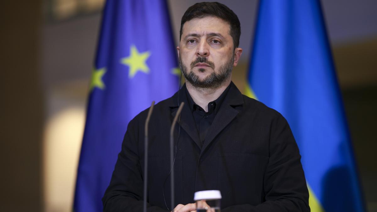 El presidente ucraniano, Volodimir Zelenski, en una conferencia de prensa en Berlín.