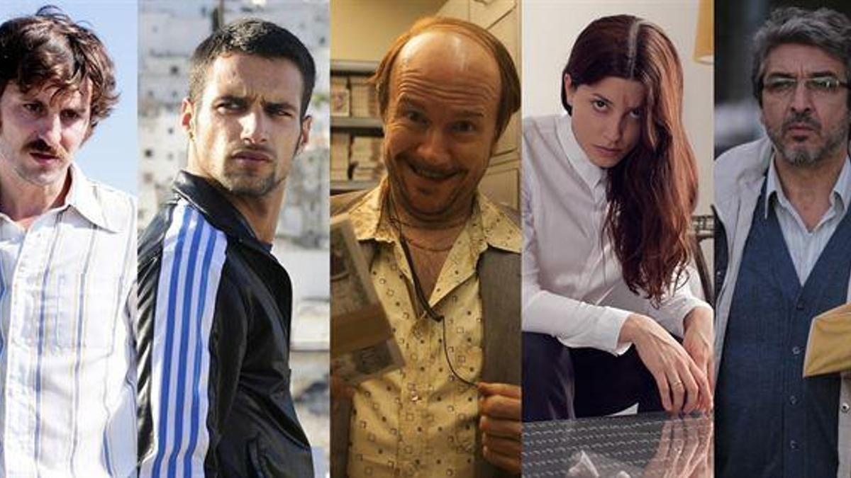 Fotomontaje con los protagonistas de las cinco películas españolas en cartel.