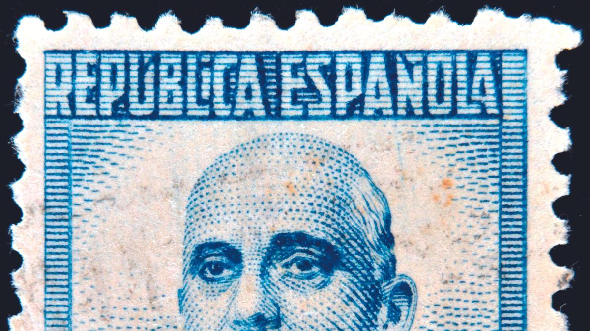 Sello de correos que la Segunda República dedicó en 1931 a Emilio Castelar presidente de la Primera República entre 1873 y 1874.