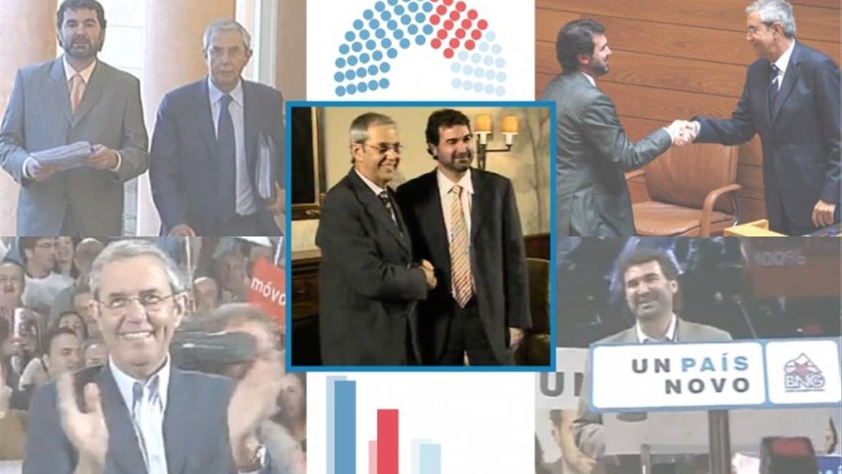 Diversos momentos de la campaña de 2005 y del inicio del Goberno de coalición de PSdeG y BNG.