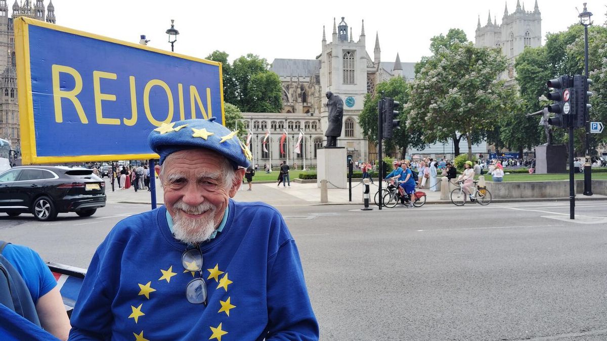 Imagen de la protesta semanal contra el Breixit en Westminster, Londres (Reino Unido).