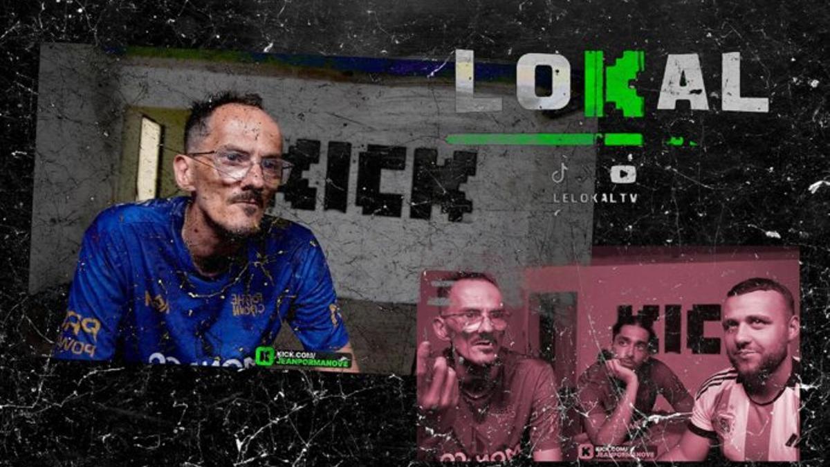 Capturas de pantalla de Jean Pormanove con Safine y Naruto durante una retransmisión en directo en el canal de streaming Le Lokal TV.