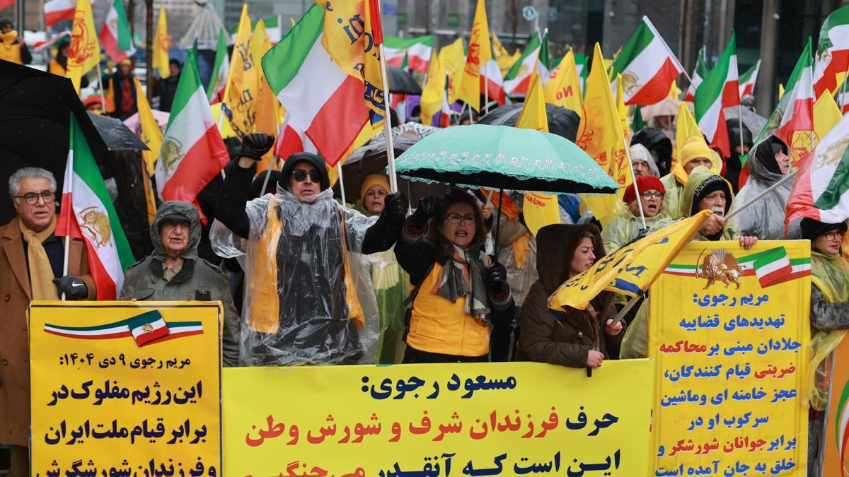 Protestas de la oposición iraní en Bruselas.