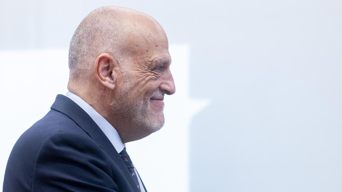 El presidente de LaLiga, Javier Tebas, durante una comisión en el Congreso de los Diputados.