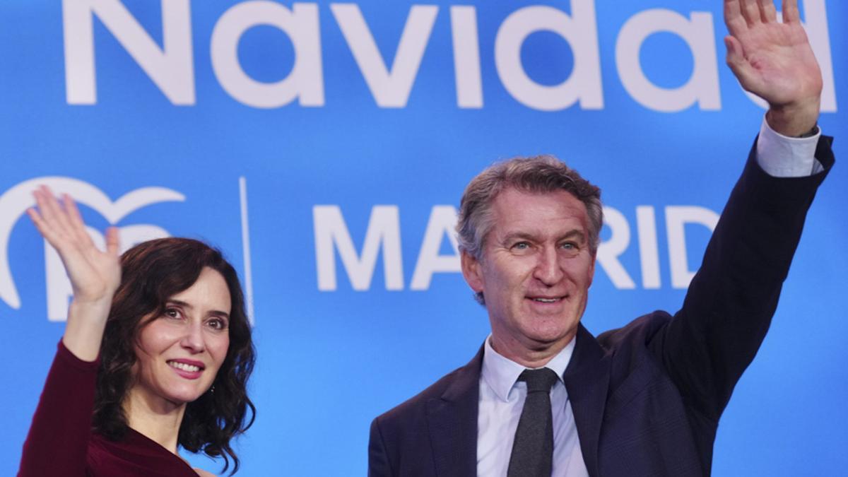 El presidente del Partido Popular, Alberto Núñez Feijóo, y la presidenta de la Comunidad de Madrid y del PP autonómico, Isabel Díaz Ayuso.