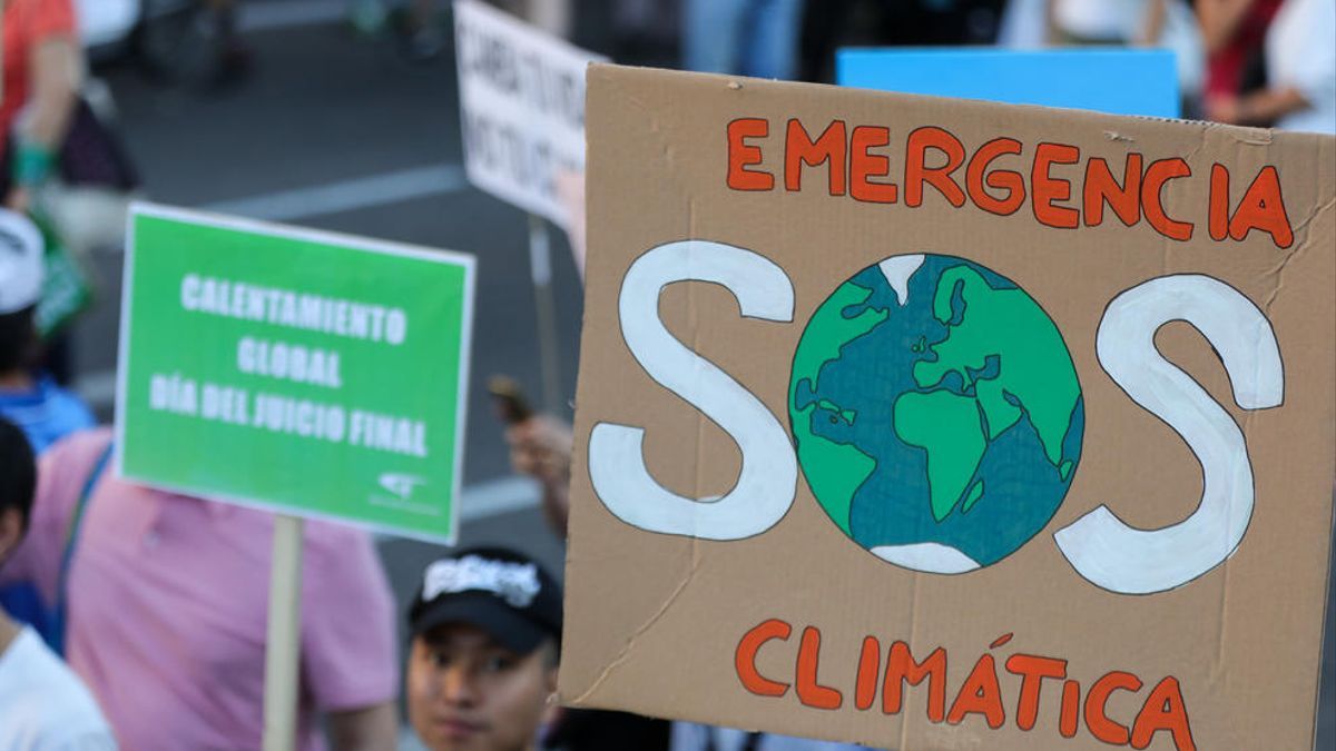 Una pancarta durante una manifestación en defensa del clima.