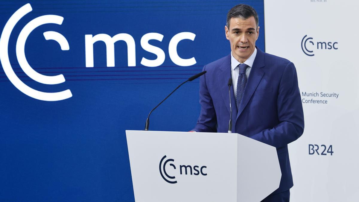El presidente del Gobierno, Pedro Sánchez, en la Conferencia de Seguridad de Munich.