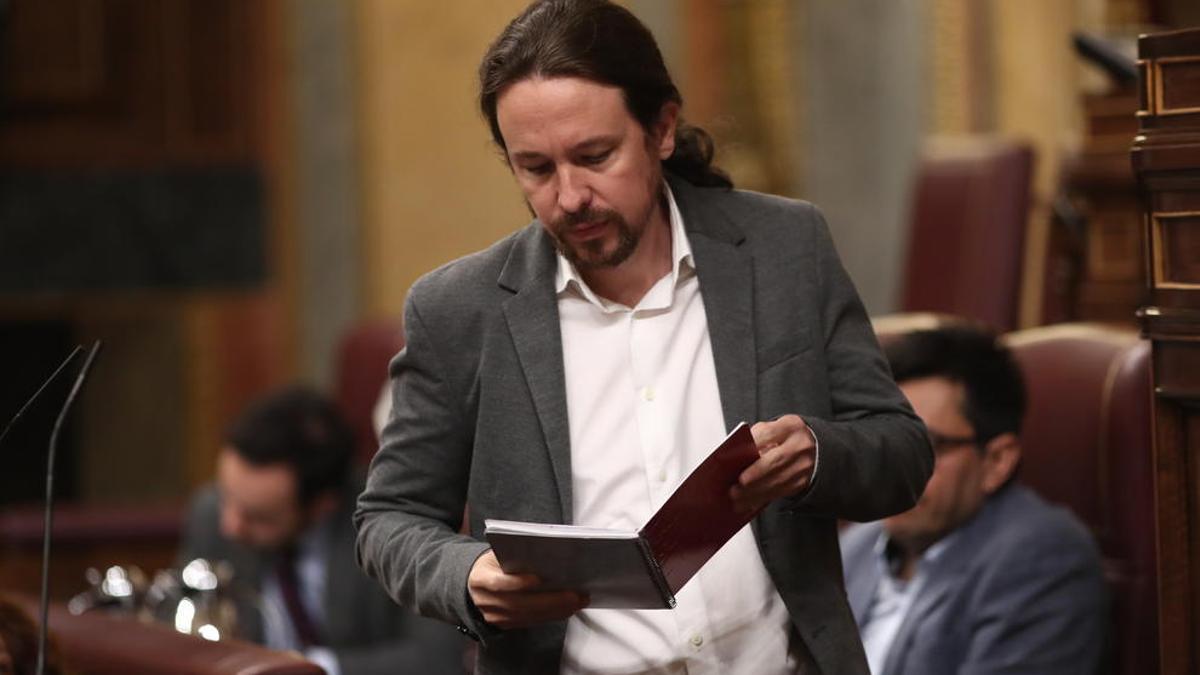 Pablo Iglesias en la sesión de control al Gobierno en funciones.