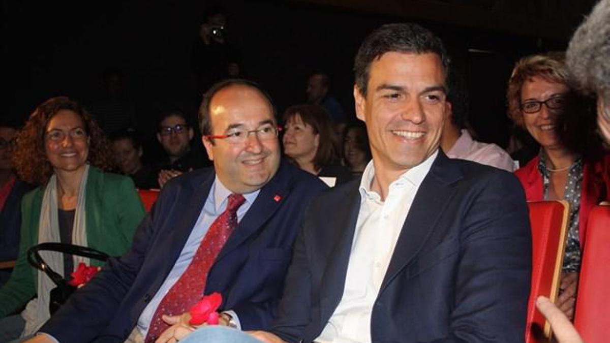 El primer secretario del PSC, Miquel Iceta, y el líder del PSOE, Pedro Sánchez.