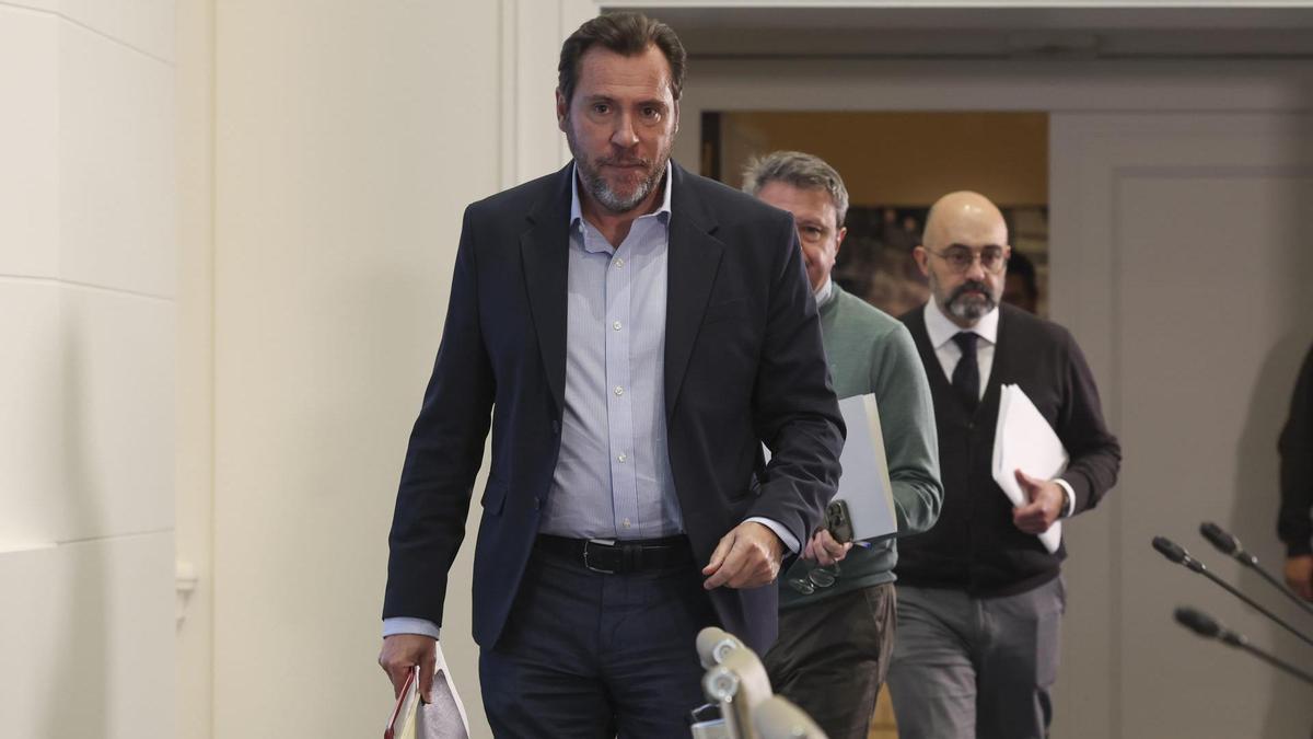 El ministro de Transportes, Óscar Puente, llega este viernes a ofrecer una rueda de prensa en Madrid.