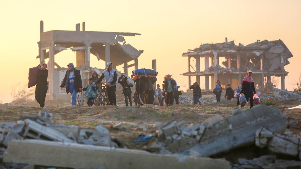 Familias en la Franja de Gaza.