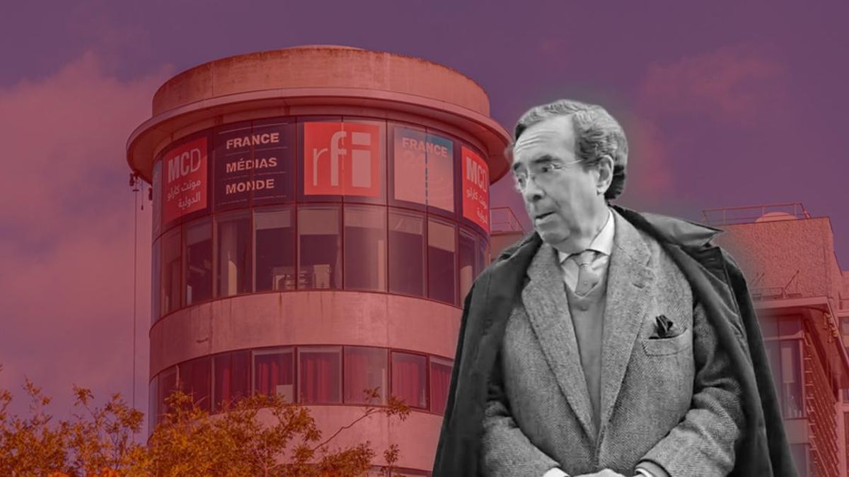 Amalio de Marichalar y uno de los edificios de Radio France Internationale.