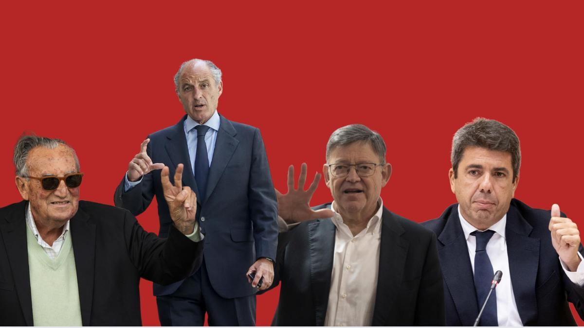 Carlos Fabra, Francisco Camps, Ximo Puig y Carlos Mazón, los cuatro expresidentes valencianos con su propia oficina de apoyo.