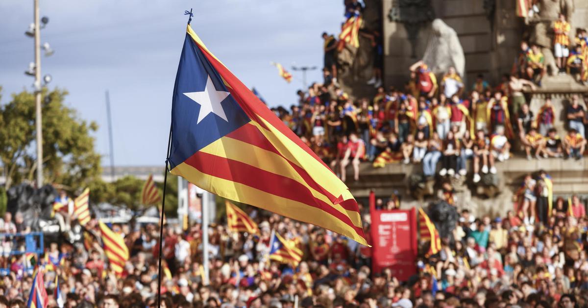 La lluvia desluce una Diada con menos manifestantes y con tensión por Aliança Catalana