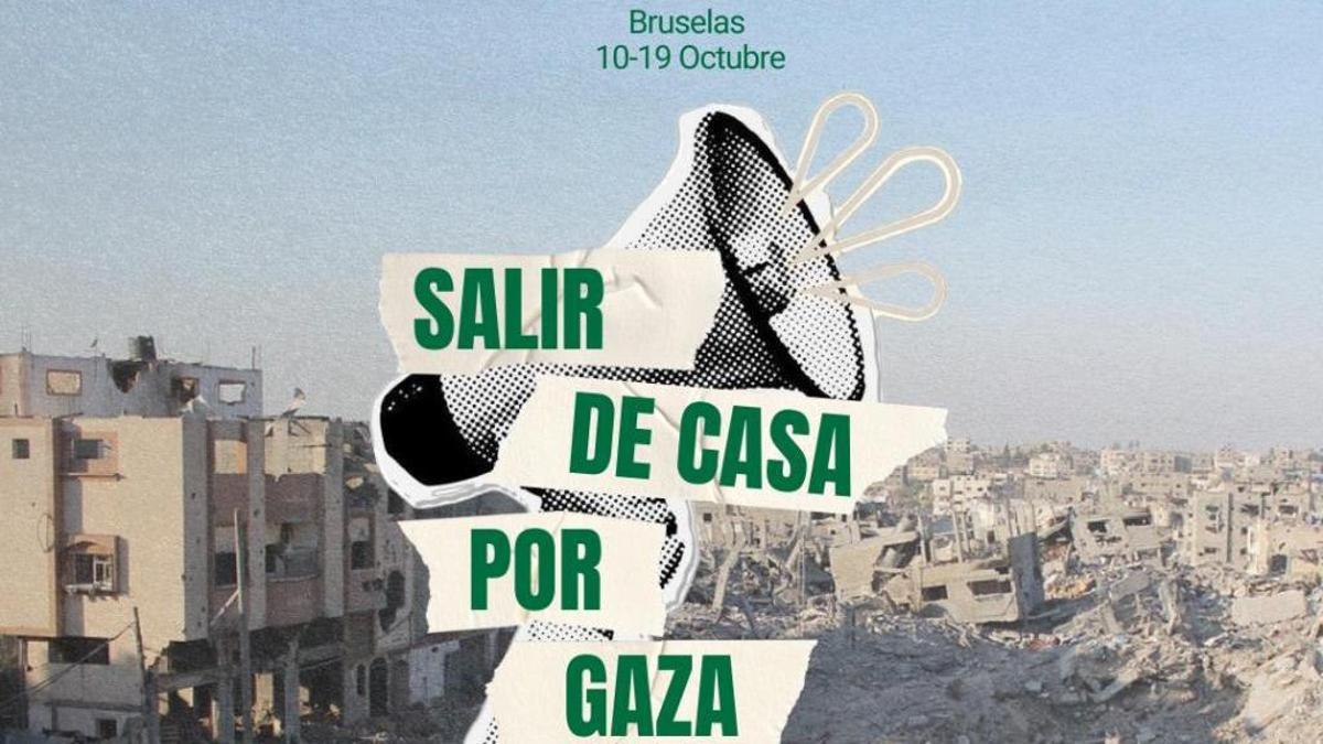 Cartel de la acampada por Palestina "Salir de casa por Gaza"