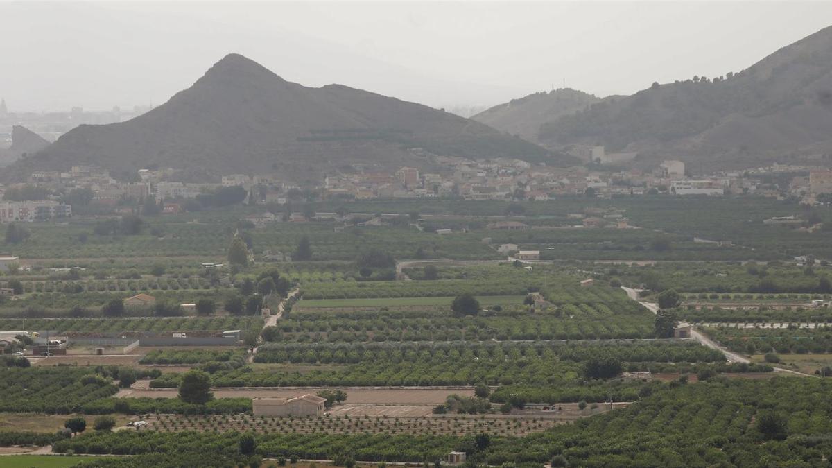 Vista aérea de una huerta en la comarca de la Huerta de Murcia, a 24 de septiembre de 2021, en el municipio de Santomera.