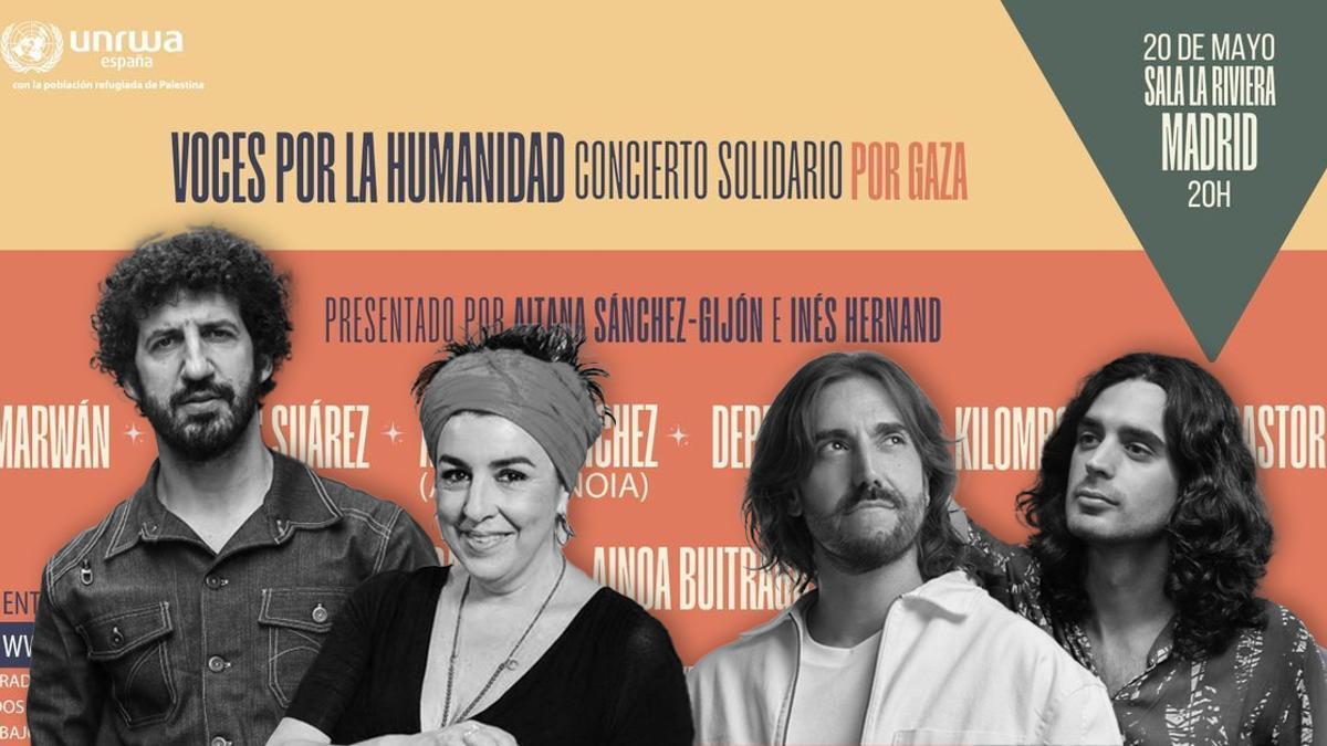 Fotomontaje del cartel 'Voces por la humanidad' con algunos de sus participantes.