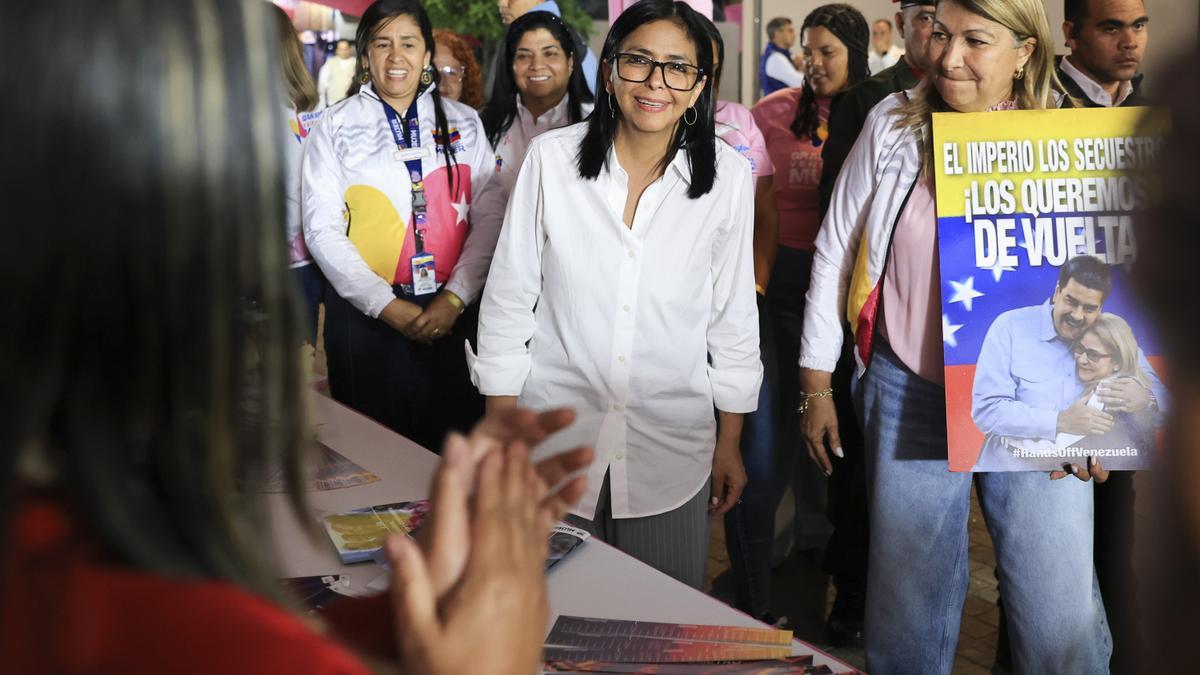 Delcy Rodriguez en un acto de gobierno en Caracas (Venezuela).
