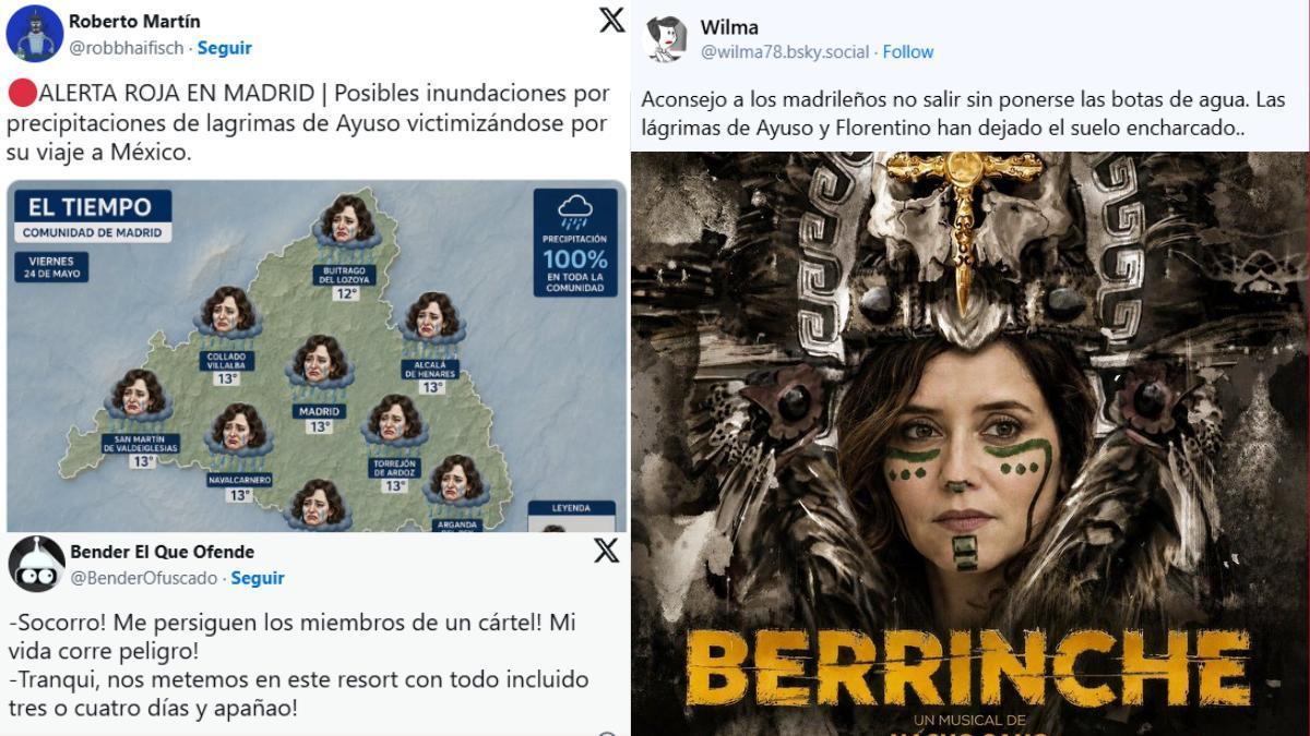 Memes sobre las entrevistas de Ayuso a su regreso de México.