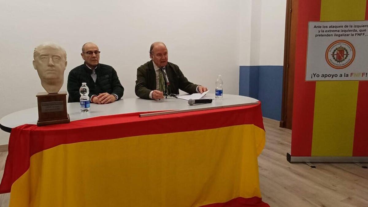 Imagen del acto de exaltación franquista organizado por la Fundación Nacional Francisco Franco en el colegio privado concertado San Vicente de Paúl de Zaragoza.